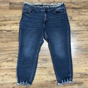 KanCan Womens High Rise Skinny Jeans 20 Black‎ Faded Raw Hem Stretch Denim